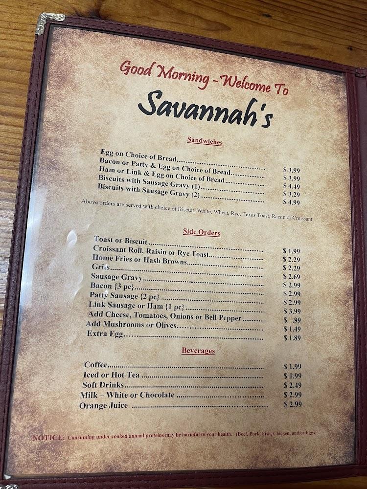 Savannah's Country Buffet Menu image 2