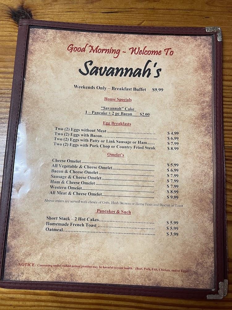 Savannah's Country Buffet Menu image 3